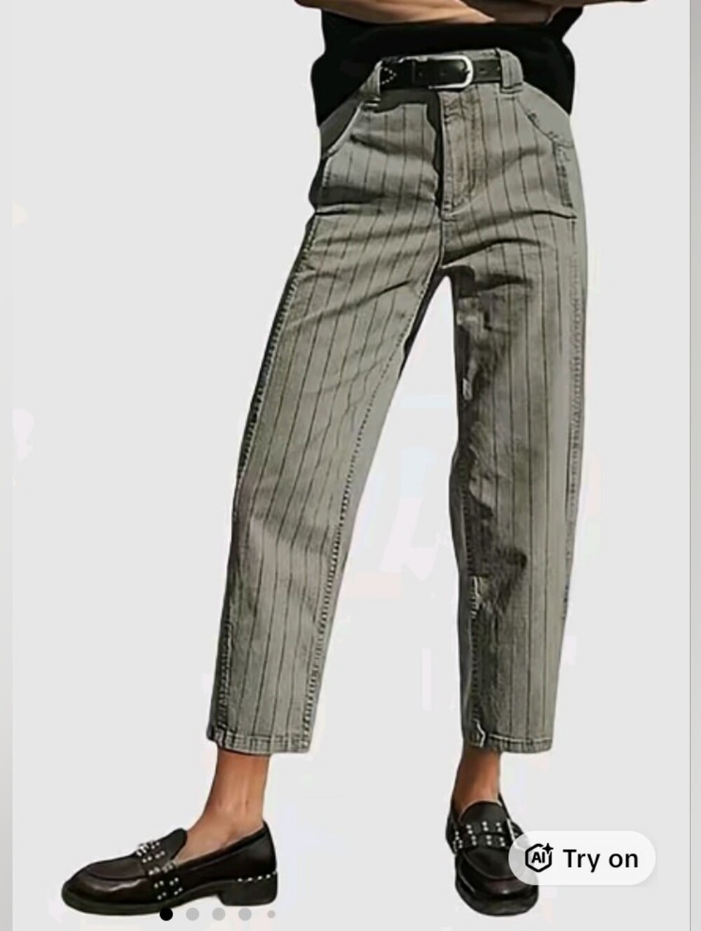 Flamingals Striped Patch Pocket Mid Waist Wide Leg Cropped Pants NWT